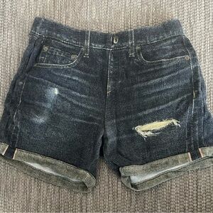 RAG & BONE Miramar Distressed Denim Print Boyfriend Shorts in Aoyama size XS